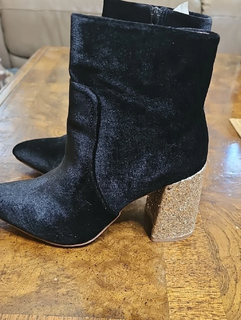 Betsey Johnson Black Velvet Pointed Ankle Booties